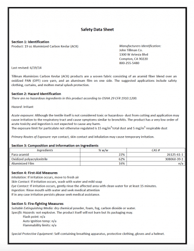 MSDS – John Tillman Co.