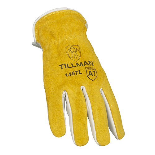4 Cuff Kevlar Sock Lining Tillman 1357 Grain/Split Cowhide MIG Gloves Medium A7 Cut Resistance 