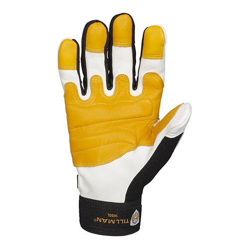 Details about   Large Black And Gold TrueFit Cowhide Spandex Full Finger Mechanics Gloves With 