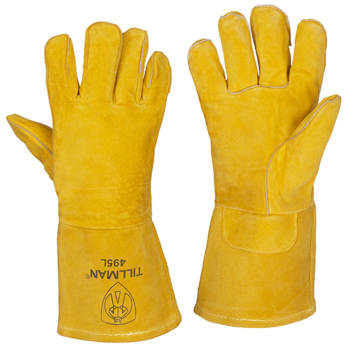 Tillman X-Large 14 Brown Reverse Grain Pigskin Cotton/Foam Premium Grade Stick Welders Gloves With Welted Finger And Kevlar Lock Stitching Carded 