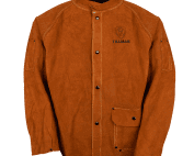 Tillman 3360 FreedomFlex Leather Welding Jacket with heat-resistant cowhide and stretch FR fabric back