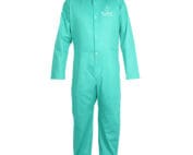 Essentials Flame Resistant green 100% cotton welding coveralls 6800 front view, 9 oz. FR cotton; light duty welding.