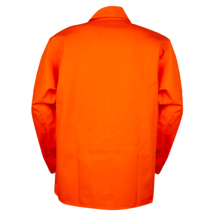 FR cotton jacket in orange, back view