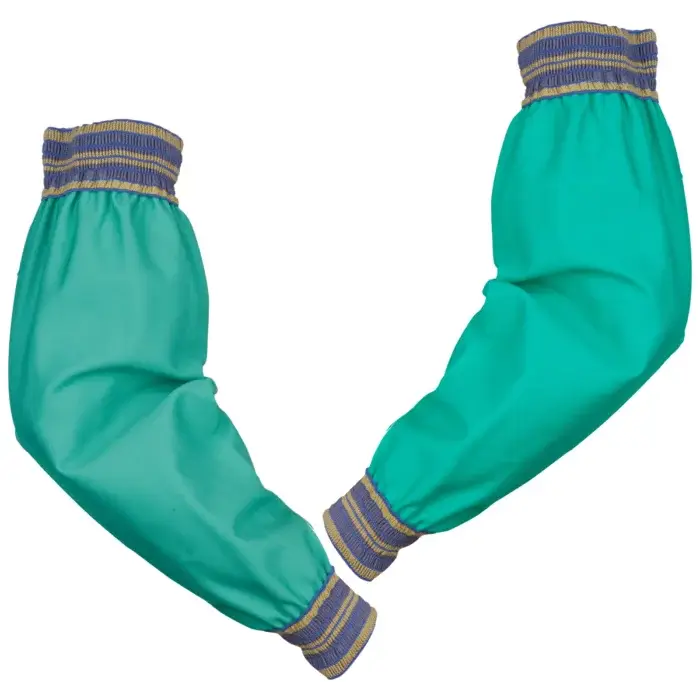 Tillman 6817 and 6801 flame resistant cotton sleeves with extra-wide 2¼-inch external elastic cuffs for stay-put welding protection